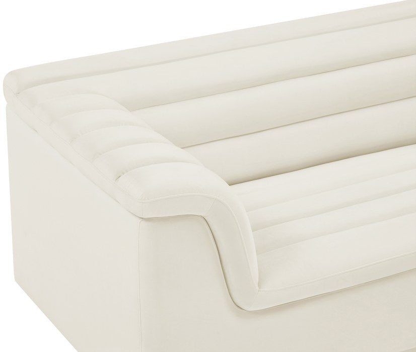 Meridian Furniture - Cascade 94" Cream Velvet Upholstered Sofa - 192Cream-S - GreatFurnitureDeal