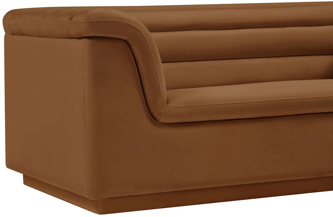 Meridian Furniture - Cascade 94" Saddle Velvet Upholstered Sofa - 192Saddle-S - GreatFurnitureDeal