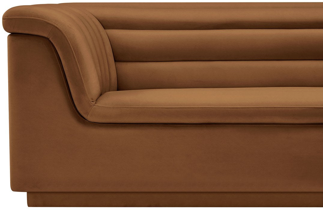 Meridian Furniture - Cascade 94" Saddle Velvet Upholstered Sofa - 192Saddle-S - GreatFurnitureDeal