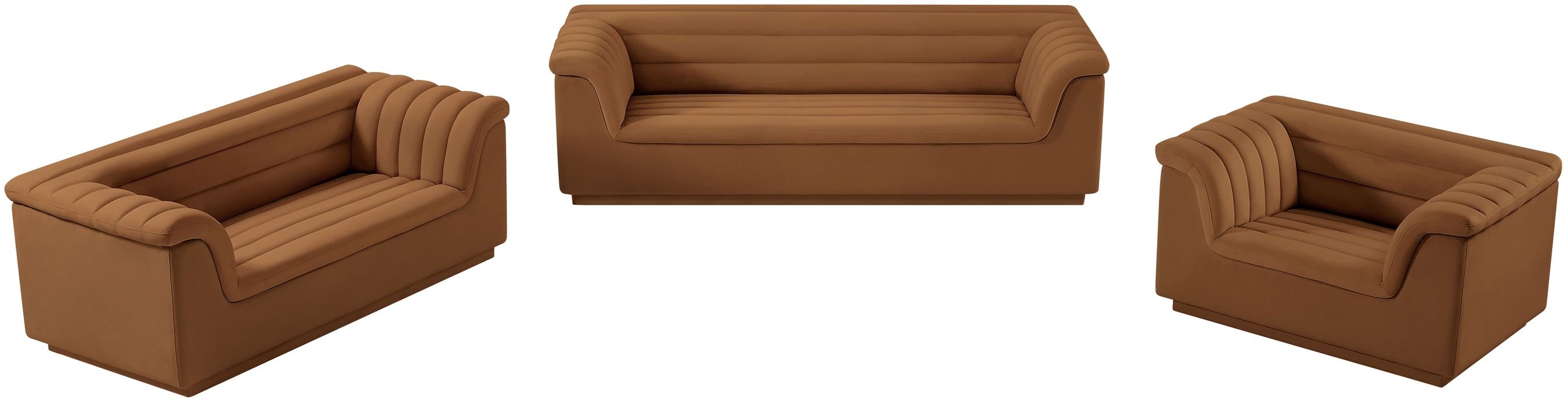Meridian Furniture - Cascade 94" Saddle Velvet Upholstered Sofa - 192Saddle-S - GreatFurnitureDeal
