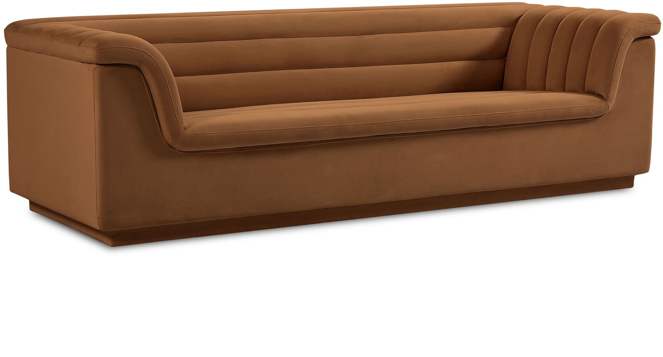 Meridian Furniture - Cascade 94" Saddle Velvet Upholstered Sofa - 192Saddle-S - GreatFurnitureDeal