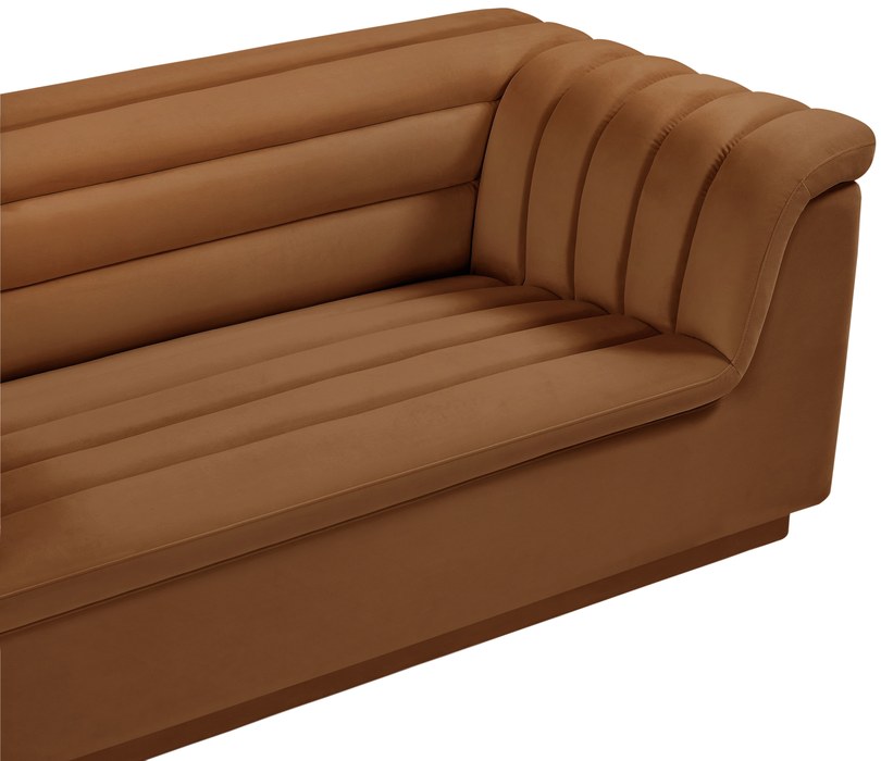 Meridian Furniture - Cascade 94" Saddle Velvet Upholstered Sofa - 192Saddle-S - GreatFurnitureDeal