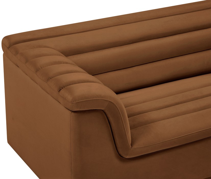 Meridian Furniture - Cascade 94" Saddle Velvet Upholstered Sofa - 192Saddle-S - GreatFurnitureDeal