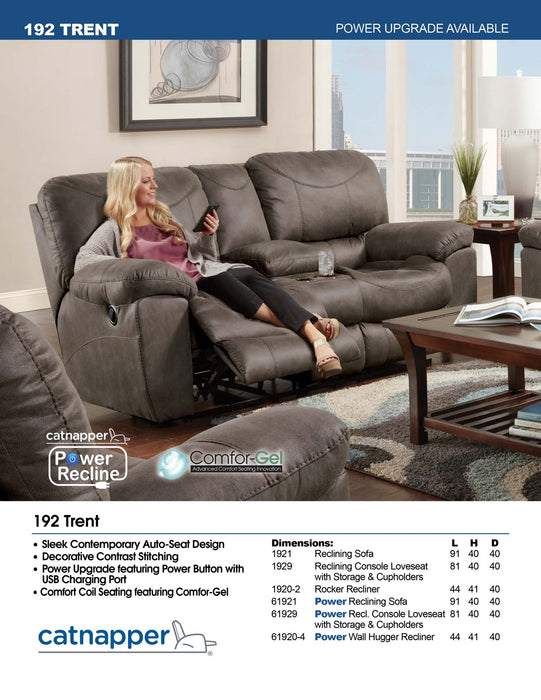 Catnapper - Trent 2 Piece Power Reclining Sofa Set in Charcoal - 61921-61929-CHARCOAL