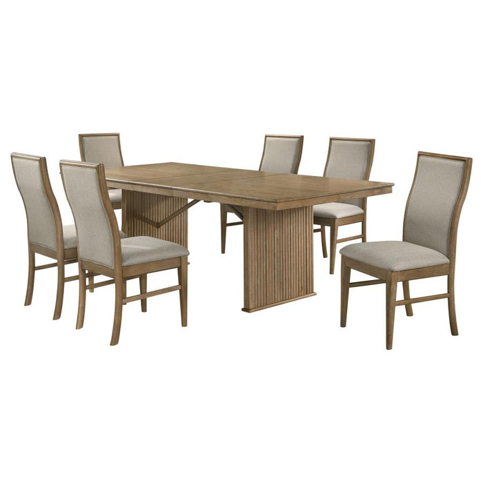 Coaster Furniture - Adina 7-Piece Extension Dining Set Distressed Light Brown - 193611-S7 - GreatFurnitureDeal