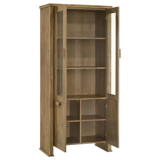 Coaster Furniture - Adina 77-inch Tall Display Cabinet Distressed Light Brown - 193616 - GreatFurnitureDeal