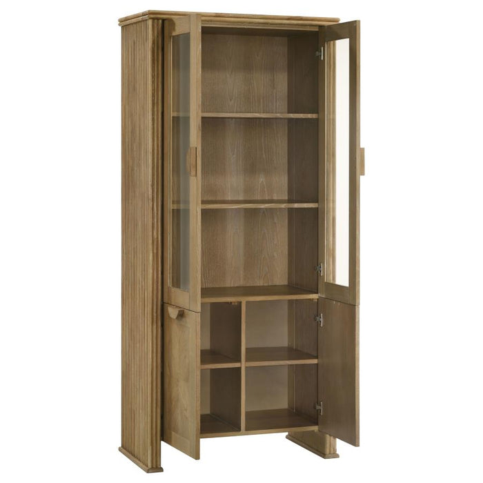 Coaster Furniture - Adina 77-inch Tall Display Cabinet Distressed Light Brown - 193616 - GreatFurnitureDeal