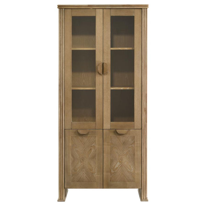 Coaster Furniture - Adina 77-inch Tall Display Cabinet Distressed Light Brown - 193616 - GreatFurnitureDeal