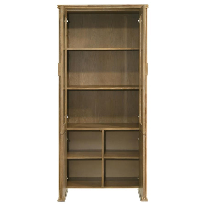 Coaster Furniture - Adina 77-inch Tall Display Cabinet Distressed Light Brown - 193616 - GreatFurnitureDeal