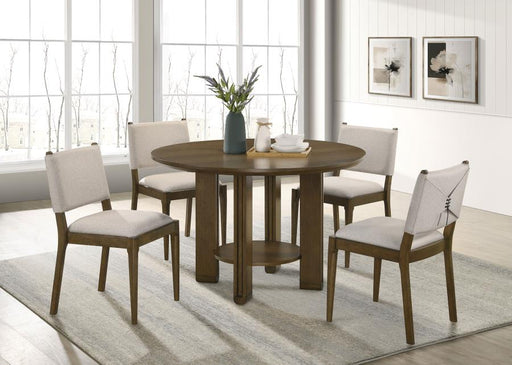 Coaster Furniture - Ottowa 5-Piece Round Wood Dining Room Table Set Brown - 193660-S5 - GreatFurnitureDeal