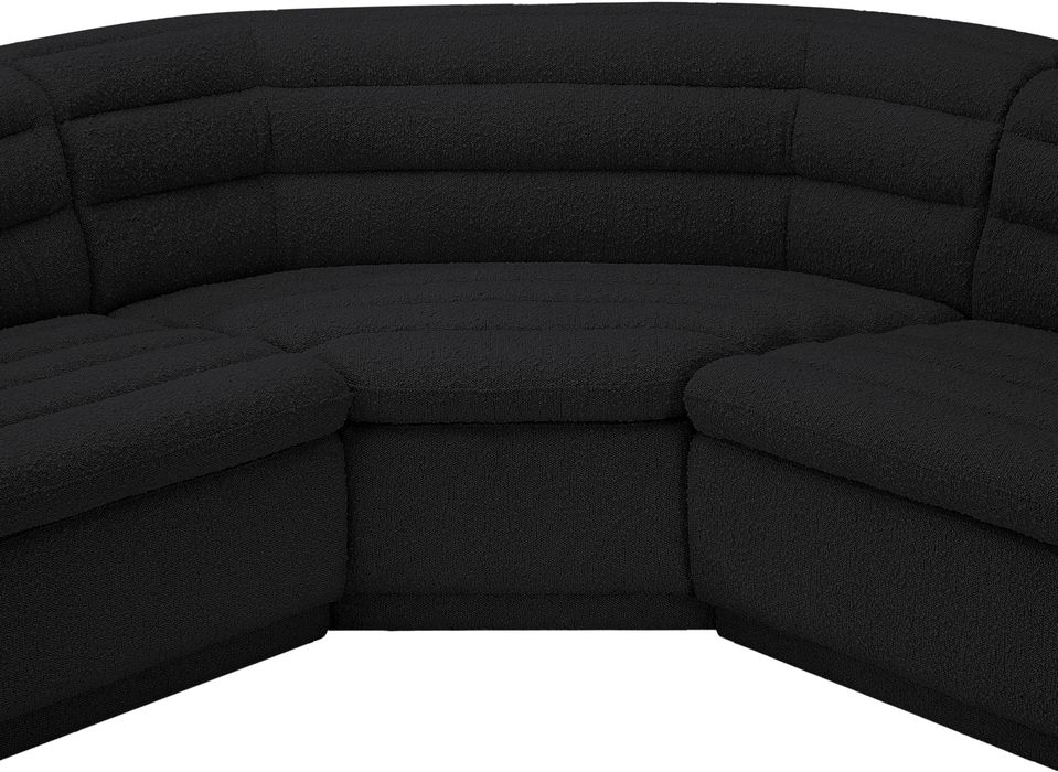 Meridian Furniture - Cascade 148" Black Boucle Fabric Upholstered 3pc. Sectional - 193Black-Sectional - GreatFurnitureDeal