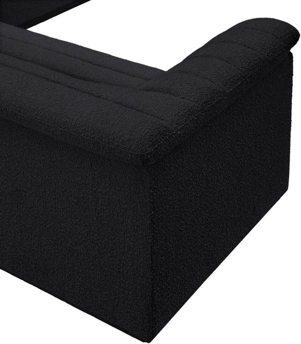 Meridian Furniture - Cascade 148" Black Boucle Fabric Upholstered 3pc. Sectional - 193Black-Sectional - GreatFurnitureDeal