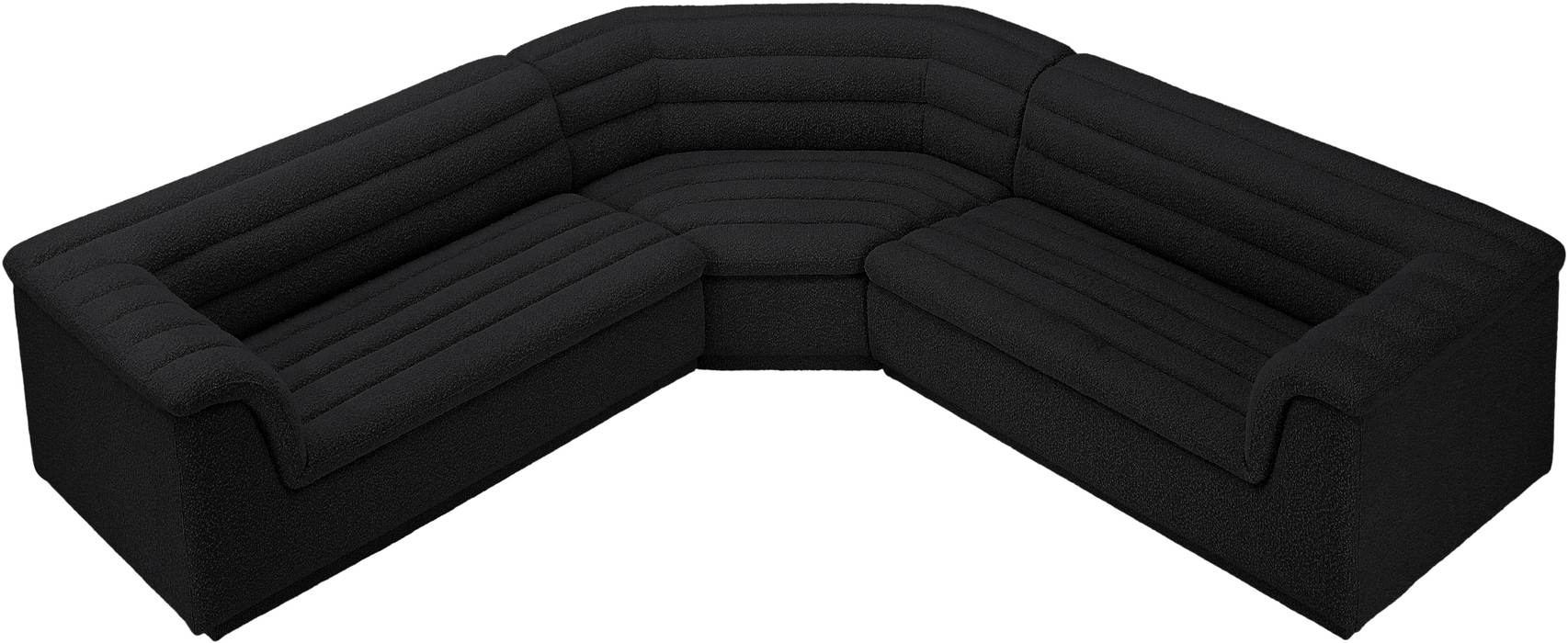 Meridian Furniture - Cascade 148" Black Boucle Fabric Upholstered 3pc. Sectional - 193Black-Sectional - GreatFurnitureDeal