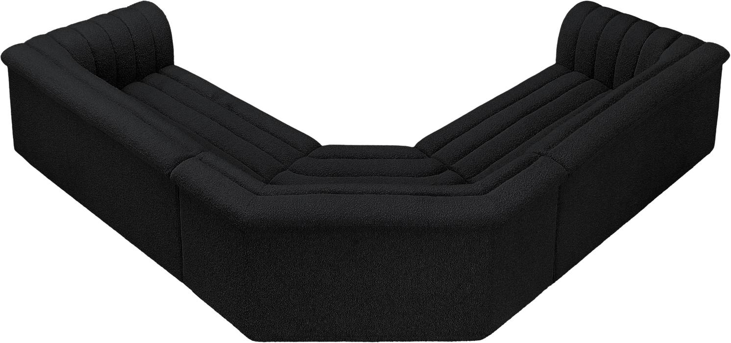 Meridian Furniture - Cascade 148" Black Boucle Fabric Upholstered 3pc. Sectional - 193Black-Sectional - GreatFurnitureDeal