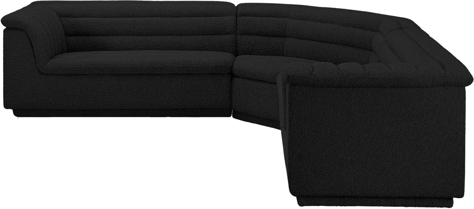 Meridian Furniture - Cascade 148" Black Boucle Fabric Upholstered 3pc. Sectional - 193Black-Sectional - GreatFurnitureDeal