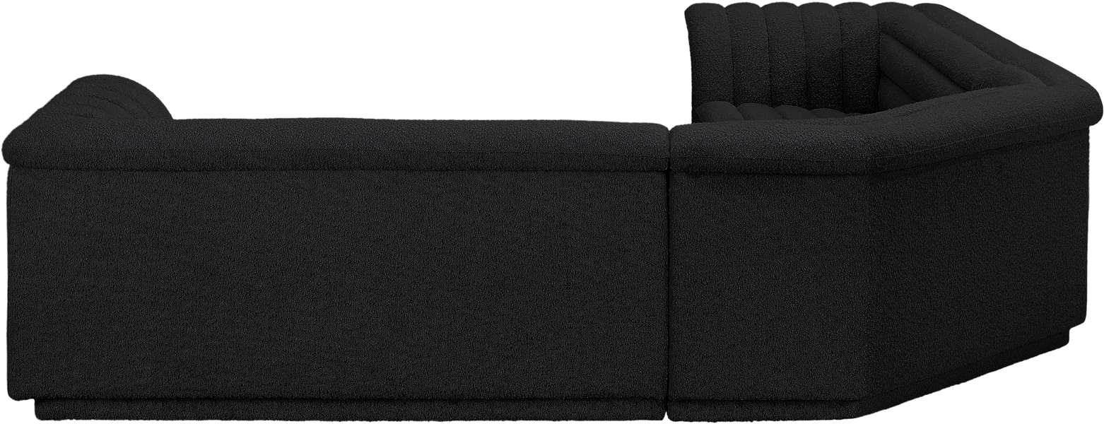 Meridian Furniture - Cascade 148" Black Boucle Fabric Upholstered 3pc. Sectional - 193Black-Sectional - GreatFurnitureDeal