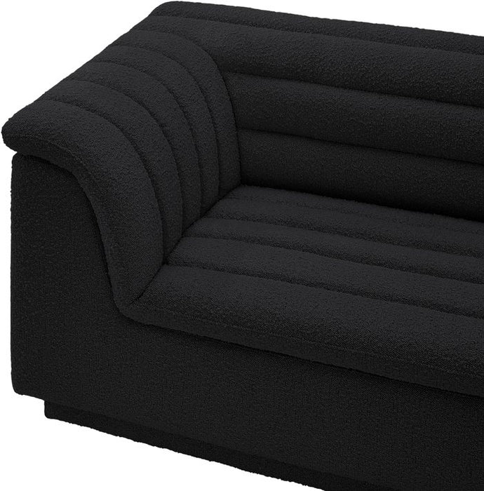 Meridian Furniture - Cascade 148" Black Boucle Fabric Upholstered 3pc. Sectional - 193Black-Sectional - GreatFurnitureDeal