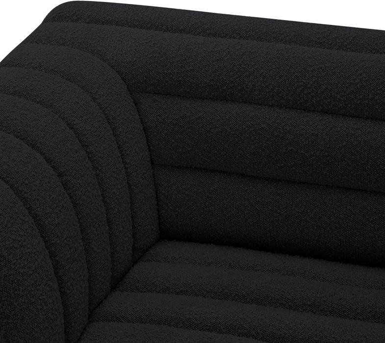 Meridian Furniture - Cascade 148" Black Boucle Fabric Upholstered 3pc. Sectional - 193Black-Sectional - GreatFurnitureDeal