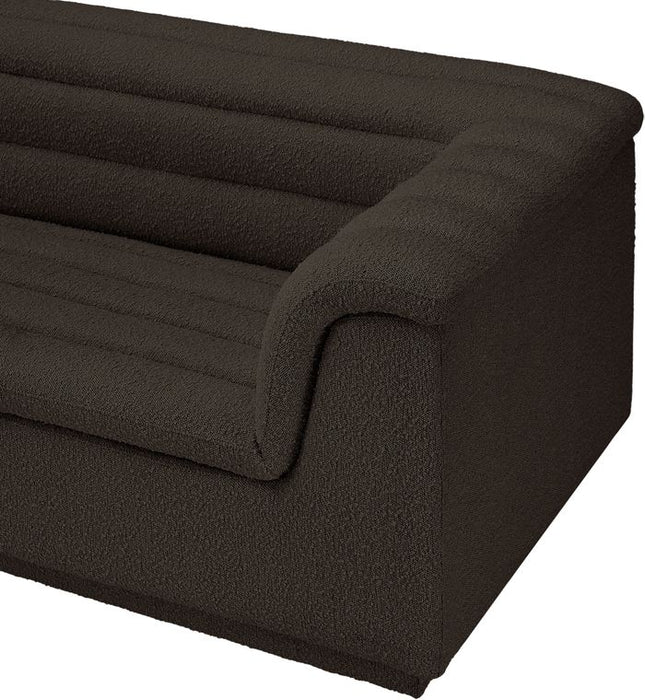 Meridian Furniture - Cascade 148" Brown Boucle Fabric Upholstered 3pc. Sectional - 193Brown-Sectional - GreatFurnitureDeal