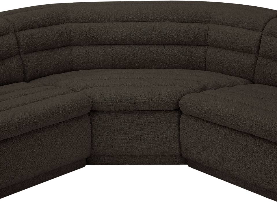 Meridian Furniture - Cascade 148" Brown Boucle Fabric Upholstered 3pc. Sectional - 193Brown-Sectional - GreatFurnitureDeal