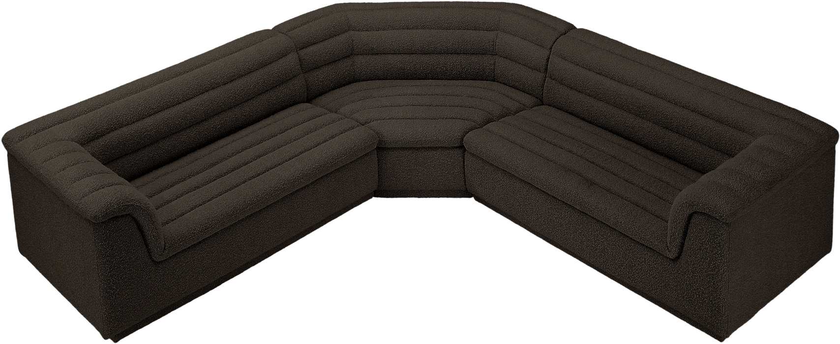 Meridian Furniture - Cascade 148" Brown Boucle Fabric Upholstered 3pc. Sectional - 193Brown-Sectional - GreatFurnitureDeal