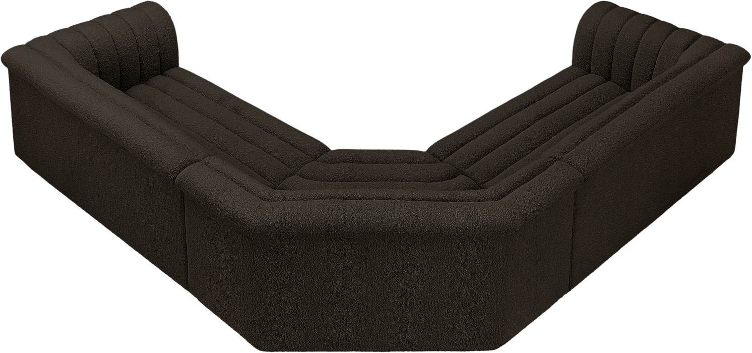 Meridian Furniture - Cascade 148" Brown Boucle Fabric Upholstered 3pc. Sectional - 193Brown-Sectional - GreatFurnitureDeal