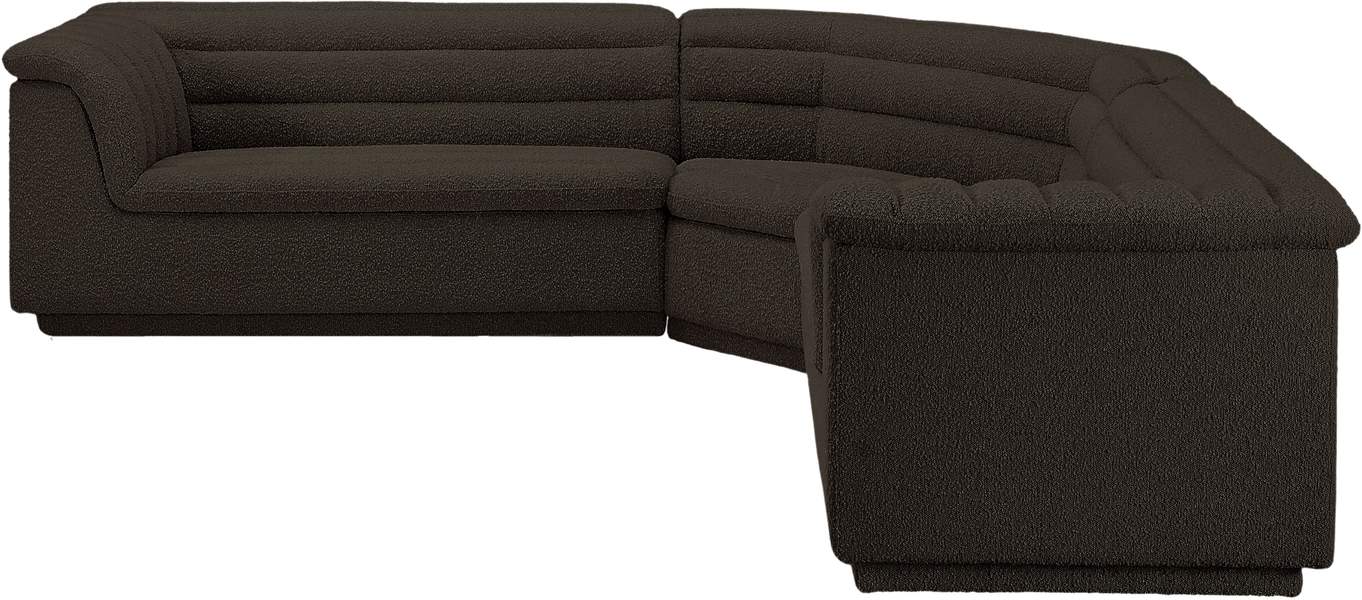 Meridian Furniture - Cascade 148" Brown Boucle Fabric Upholstered 3pc. Sectional - 193Brown-Sectional - GreatFurnitureDeal