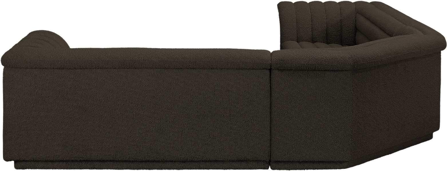 Meridian Furniture - Cascade 148" Brown Boucle Fabric Upholstered 3pc. Sectional - 193Brown-Sectional - GreatFurnitureDeal