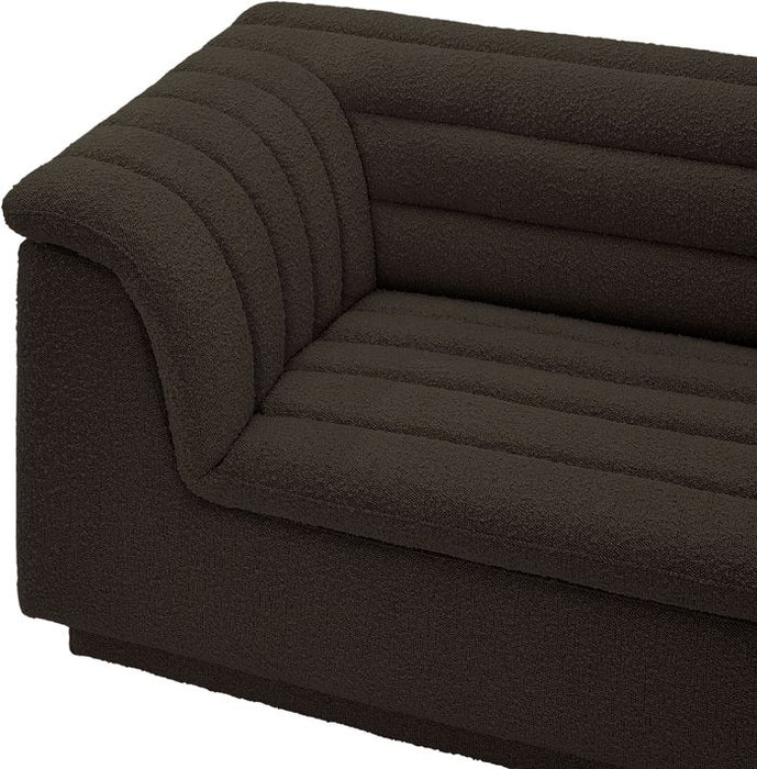 Meridian Furniture - Cascade 148" Brown Boucle Fabric Upholstered 3pc. Sectional - 193Brown-Sectional - GreatFurnitureDeal