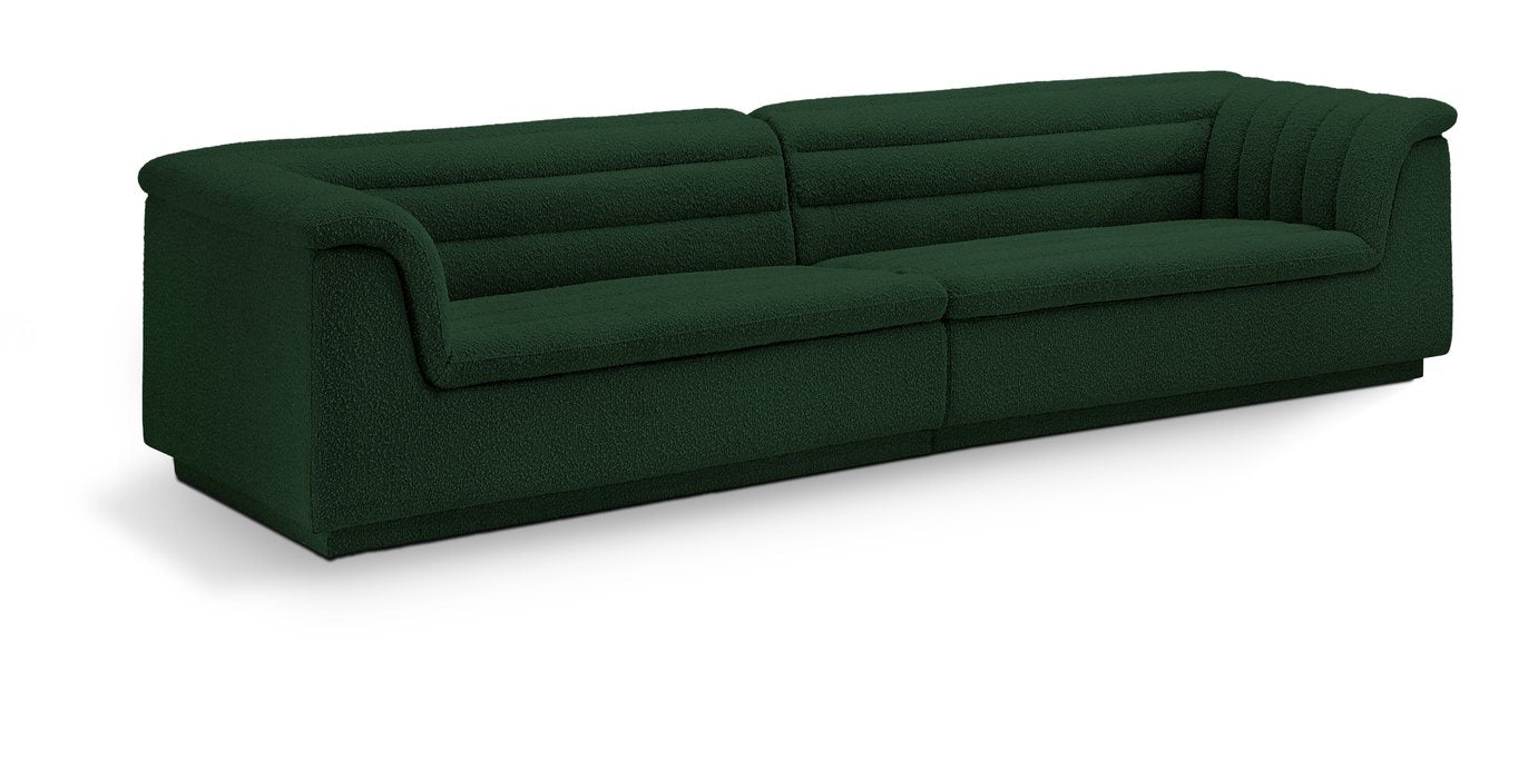 Meridian Furniture - Cascade 118" Green Boucle Fabric Upholstered Sofa - 193Green-S119 - GreatFurnitureDeal