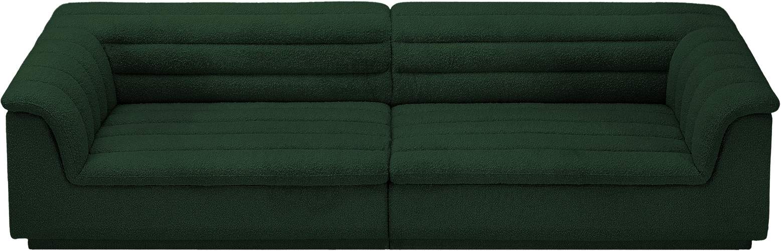 Meridian Furniture - Cascade 118" Green Boucle Fabric Upholstered Sofa - 193Green-S119 - GreatFurnitureDeal