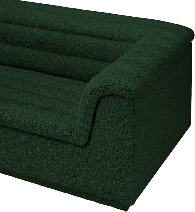 Meridian Furniture - Cascade 118" Green Boucle Fabric Upholstered Sofa - 193Green-S119 - GreatFurnitureDeal