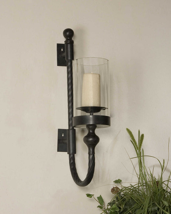 Uttermost - Garvin Twist Metal Sconce With Candle - 19476