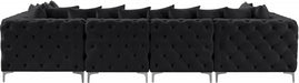 Meridian Furniture - Tremblay 139" Velvet Upholstered 6 Piece Modular Sectional - 686Black-Sec6B - GreatFurnitureDeal