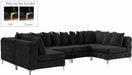 Meridian Furniture - Tremblay 139" Velvet Upholstered 6 Piece Modular Sectional - 686Black-Sec6B - GreatFurnitureDeal