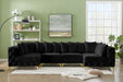 Meridian Furniture - Tremblay 139" Velvet Upholstered 6 Piece Modular Sectional - 686Black-Sec6B - GreatFurnitureDeal