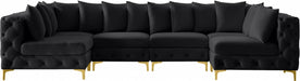 Meridian Furniture - Tremblay 139" Velvet Upholstered 6 Piece Modular Sectional - 686Black-Sec6B - GreatFurnitureDeal