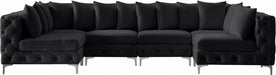 Meridian Furniture - Tremblay 139" Velvet Upholstered 6 Piece Modular Sectional - 686Black-Sec6B - GreatFurnitureDeal