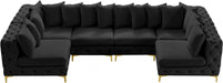 Meridian Furniture - Tremblay 139" Velvet Upholstered 6 Piece Modular Sectional - 686Black-Sec6B - GreatFurnitureDeal