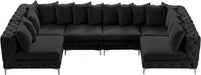 Meridian Furniture - Tremblay 139" Velvet Upholstered 6 Piece Modular Sectional - 686Black-Sec6B - GreatFurnitureDeal