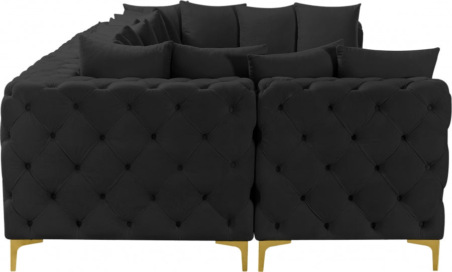Meridian Furniture - Tremblay 139" Velvet Upholstered 6 Piece Modular Sectional - 686Black-Sec6B - GreatFurnitureDeal