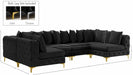 Meridian Furniture - Tremblay 139" Velvet Upholstered 6 Piece Modular Sectional - 686Black-Sec6B - GreatFurnitureDeal
