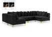 Meridian Furniture - Tremblay 139" Velvet Upholstered 6 Piece Modular Sectional - 686Black-Sec6B - GreatFurnitureDeal