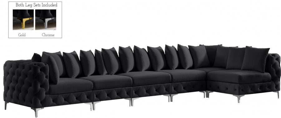 Meridian Furniture - Tremblay 169" Vegan Leather Upholstered 7 Piece Modular Sectional - 686Black-Sec6C - GreatFurnitureDeal