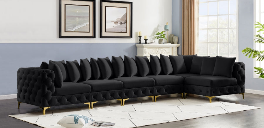Meridian Furniture - Tremblay 169" Vegan Leather Upholstered 7 Piece Modular Sectional - 686Black-Sec6C - GreatFurnitureDeal