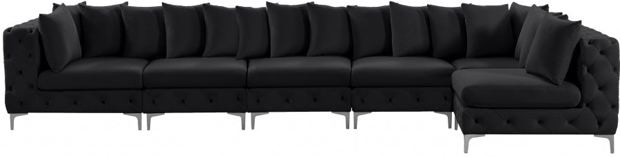 Meridian Furniture - Tremblay 169" Vegan Leather Upholstered 7 Piece Modular Sectional - 686Black-Sec6C - GreatFurnitureDeal