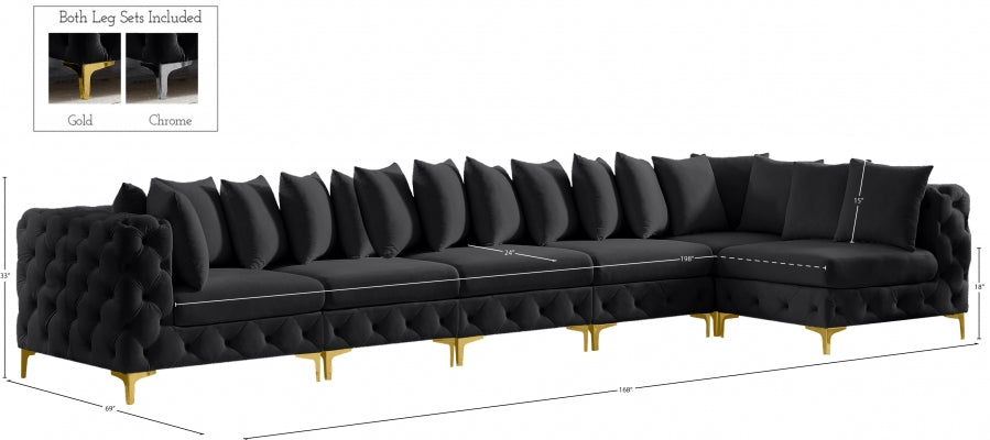 Meridian Furniture - Tremblay 169" Vegan Leather Upholstered 7 Piece Modular Sectional - 686Black-Sec6C - GreatFurnitureDeal