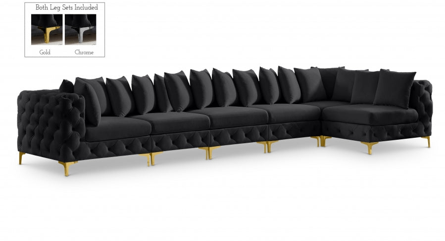 Meridian Furniture - Tremblay 169" Vegan Leather Upholstered 7 Piece Modular Sectional - 686Black-Sec6C - GreatFurnitureDeal