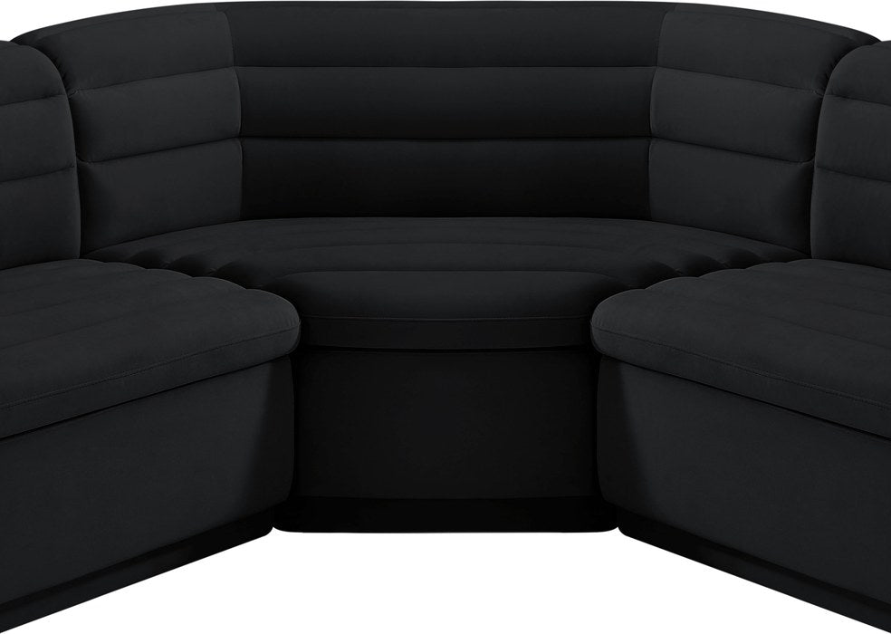 Meridian Furniture - Cascade 148" Black Velvet Upholstered 3pc. Sectional - 194Black-Sectional - GreatFurnitureDeal