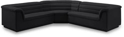 Meridian Furniture - Cascade 148" Black Velvet Upholstered 3pc. Sectional - 194Black-Sectional - GreatFurnitureDeal